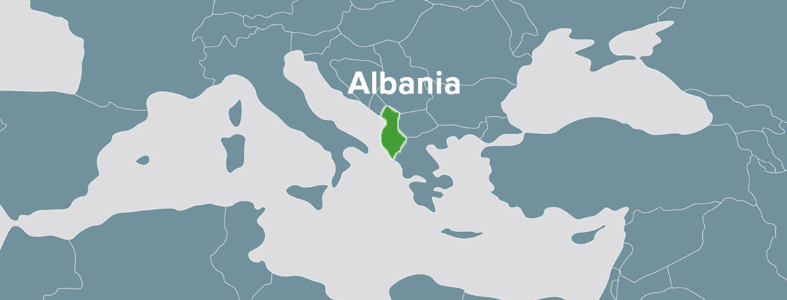 map highlighting Albania