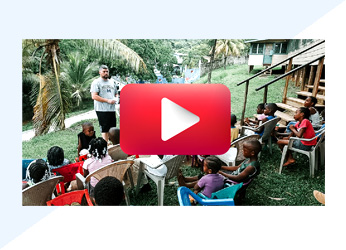 A graphic with a screenshot of a video and play button